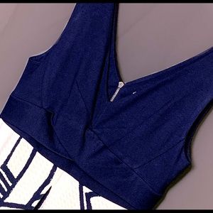 Navy and White Fit and Flare Midi Dress Size 6